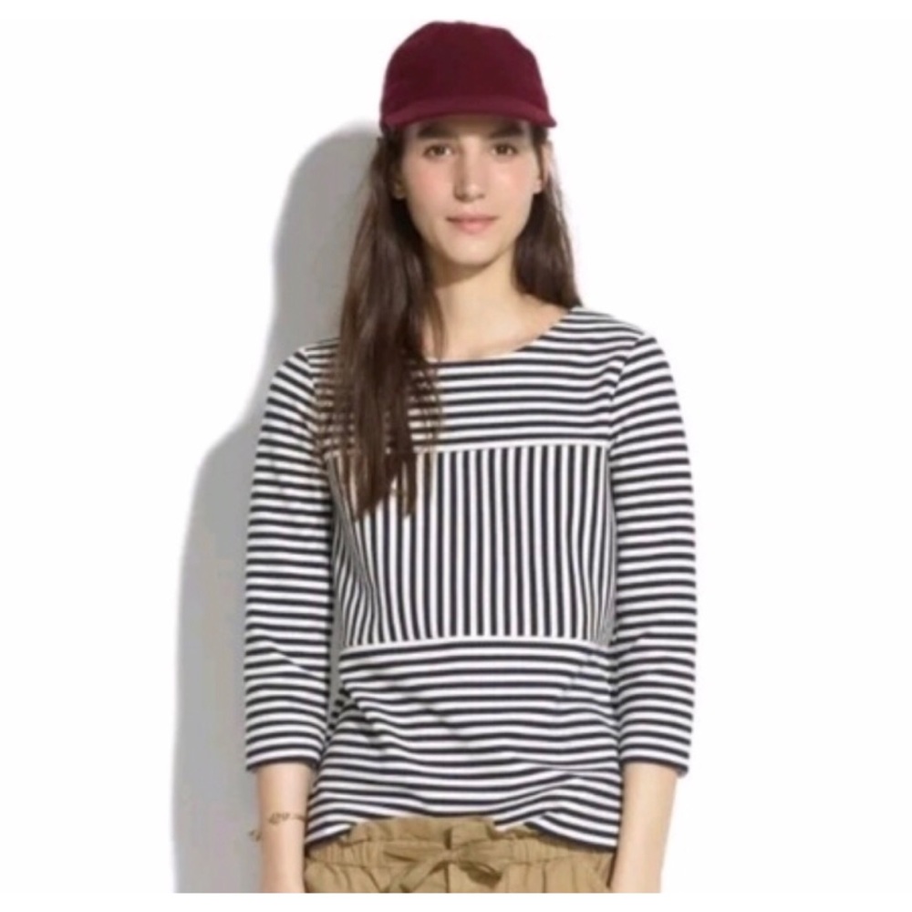 Madewell Gallerist Ponte Stripe Top Sz XS